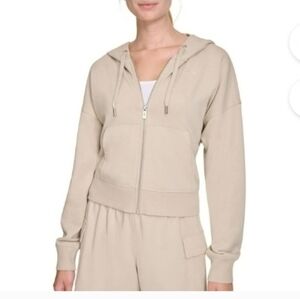 DKNY Women's Soft Terry Full Zip Front Hooded Jacket